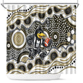 Collingwood Magpies Shower Curtain Aboriginal Dot Pattern - Football Mascot Heritage Pride