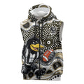 Collingwood Magpies Sleeveless Zip Hoodie Aboriginal Dot Pattern - Football Mascot Heritage Pride