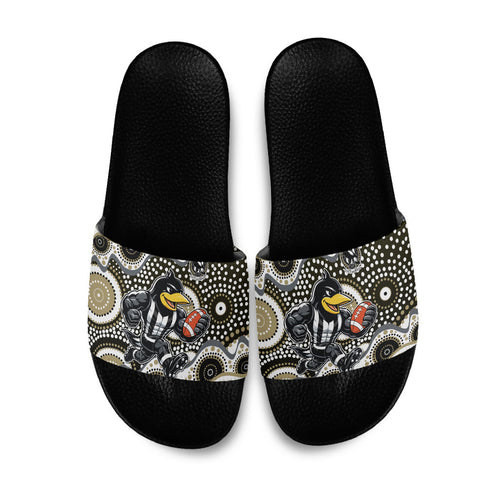 Collingwood Magpies Slide Sandals Aboriginal Dot Pattern - Football Mascot Heritage Pride