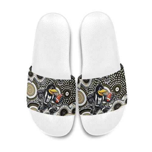 Collingwood Magpies Slide Sandals Aboriginal Dot Pattern - Football Mascot Heritage Pride
