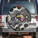 Collingwood Magpies Spare Tire Cover Aboriginal Dot Pattern - Football Mascot Heritage Pride