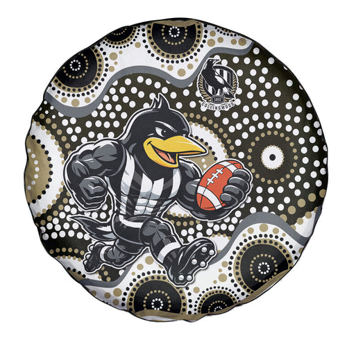 Collingwood Magpies Spare Tire Cover Aboriginal Dot Pattern - Football Mascot Heritage Pride