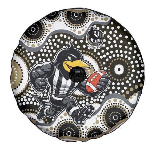 Collingwood Magpies Spare Tire Cover Aboriginal Dot Pattern - Football Mascot Heritage Pride