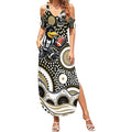 Collingwood Magpies Summer Maxi Dress Aboriginal Dot Pattern - Football Mascot Heritage Pride