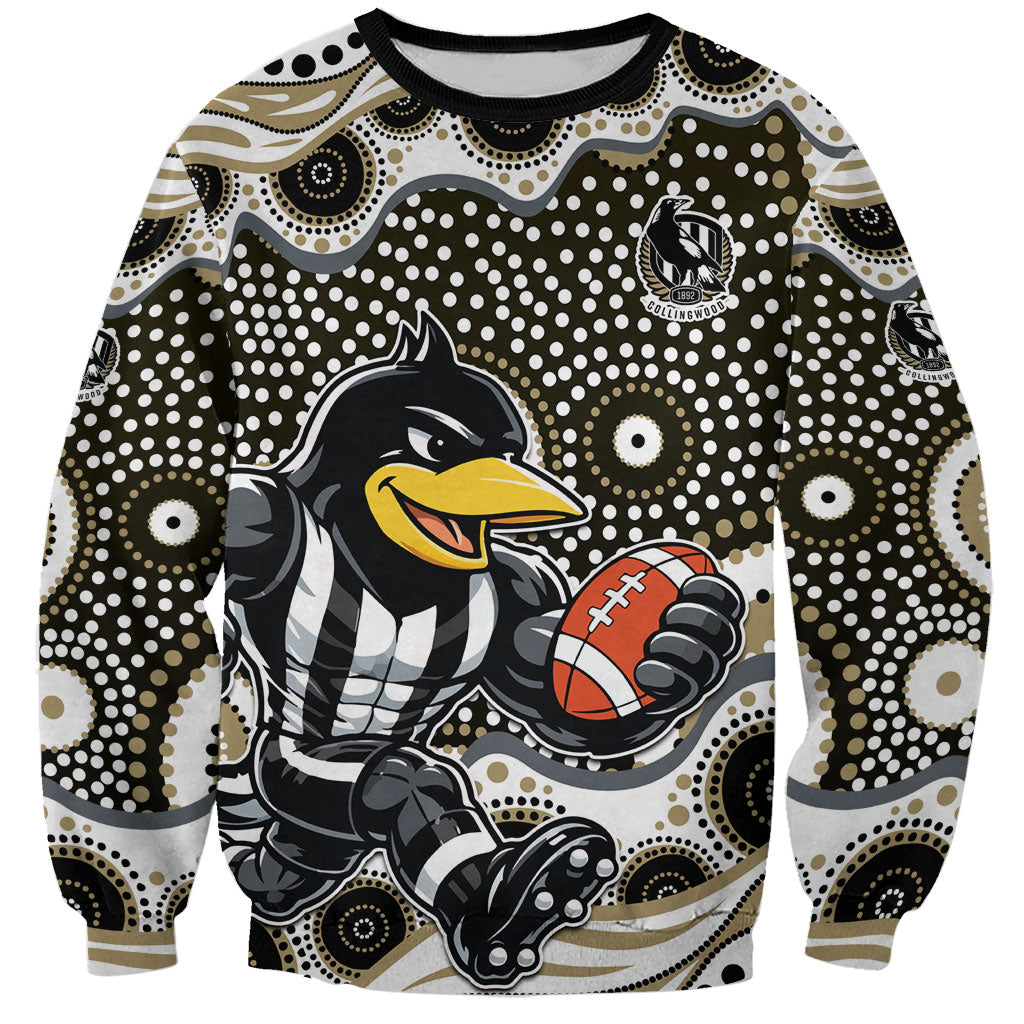 Collingwood Magpies Sweatshirt Aboriginal Dot Pattern - Football Mascot Heritage Pride