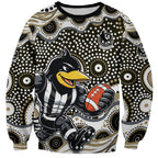 Collingwood Magpies Sweatshirt Aboriginal Dot Pattern - Football Mascot Heritage Pride