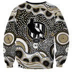 Collingwood Magpies Sweatshirt Aboriginal Dot Pattern - Football Mascot Heritage Pride