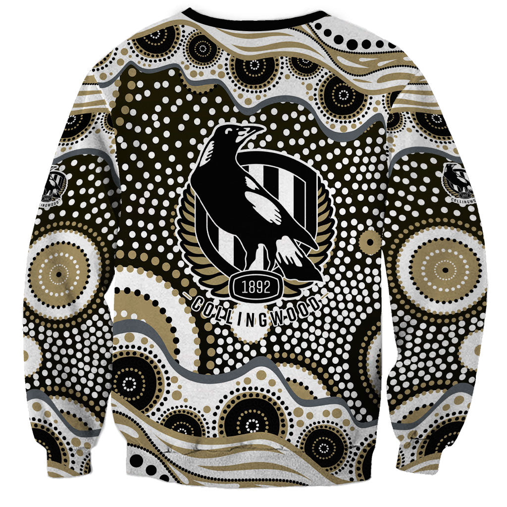 Collingwood Magpies Sweatshirt Aboriginal Dot Pattern - Football Mascot Heritage Pride
