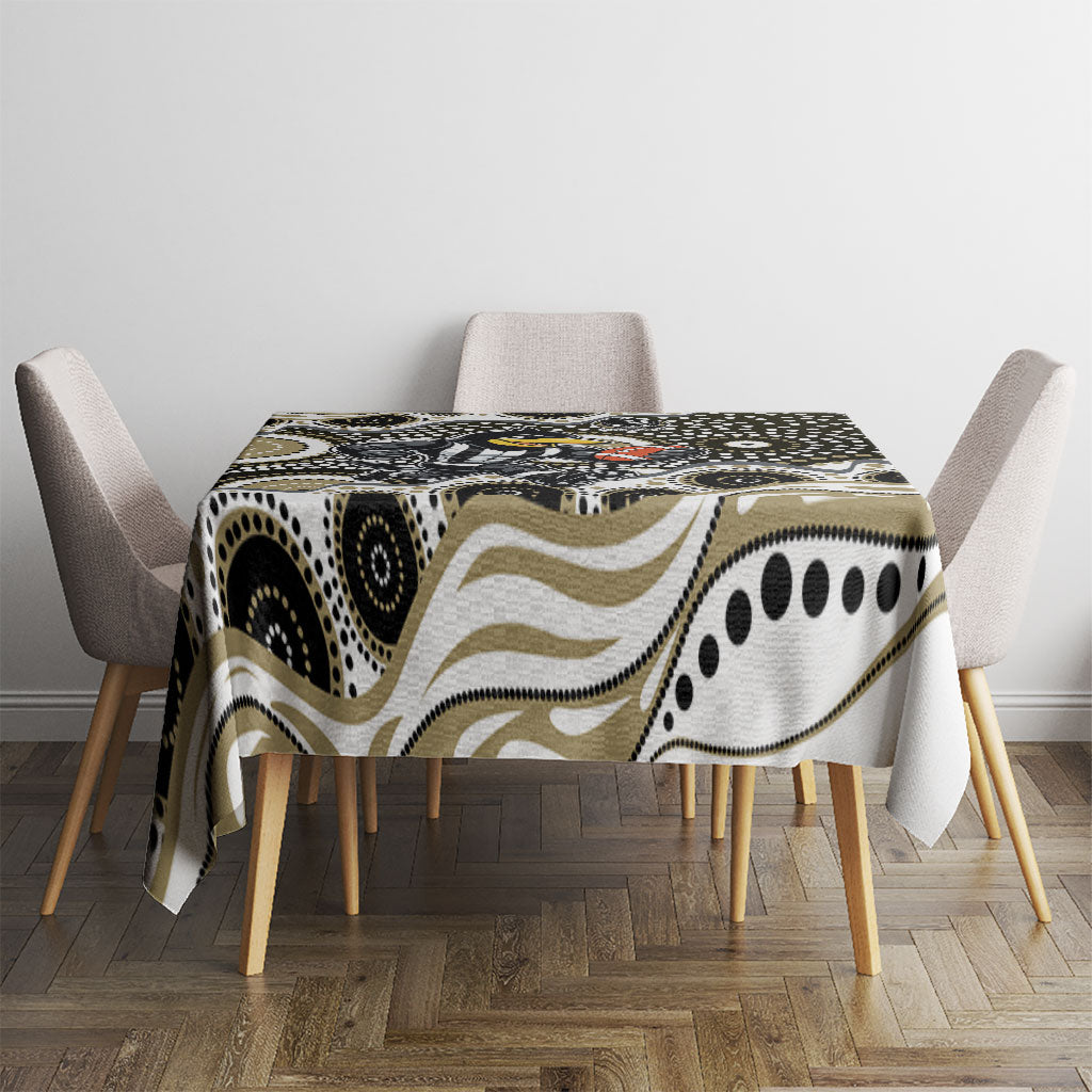 Collingwood Magpies Tablecloth Aboriginal Dot Pattern - Football Mascot Heritage Pride