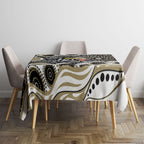 Collingwood Magpies Tablecloth Aboriginal Dot Pattern - Football Mascot Heritage Pride