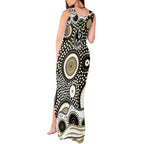 Collingwood Magpies Tank Maxi Dress Aboriginal Dot Pattern - Football Mascot Heritage Pride