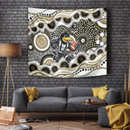 Collingwood Magpies Tapestry Aboriginal Dot Pattern - Football Mascot Heritage Pride