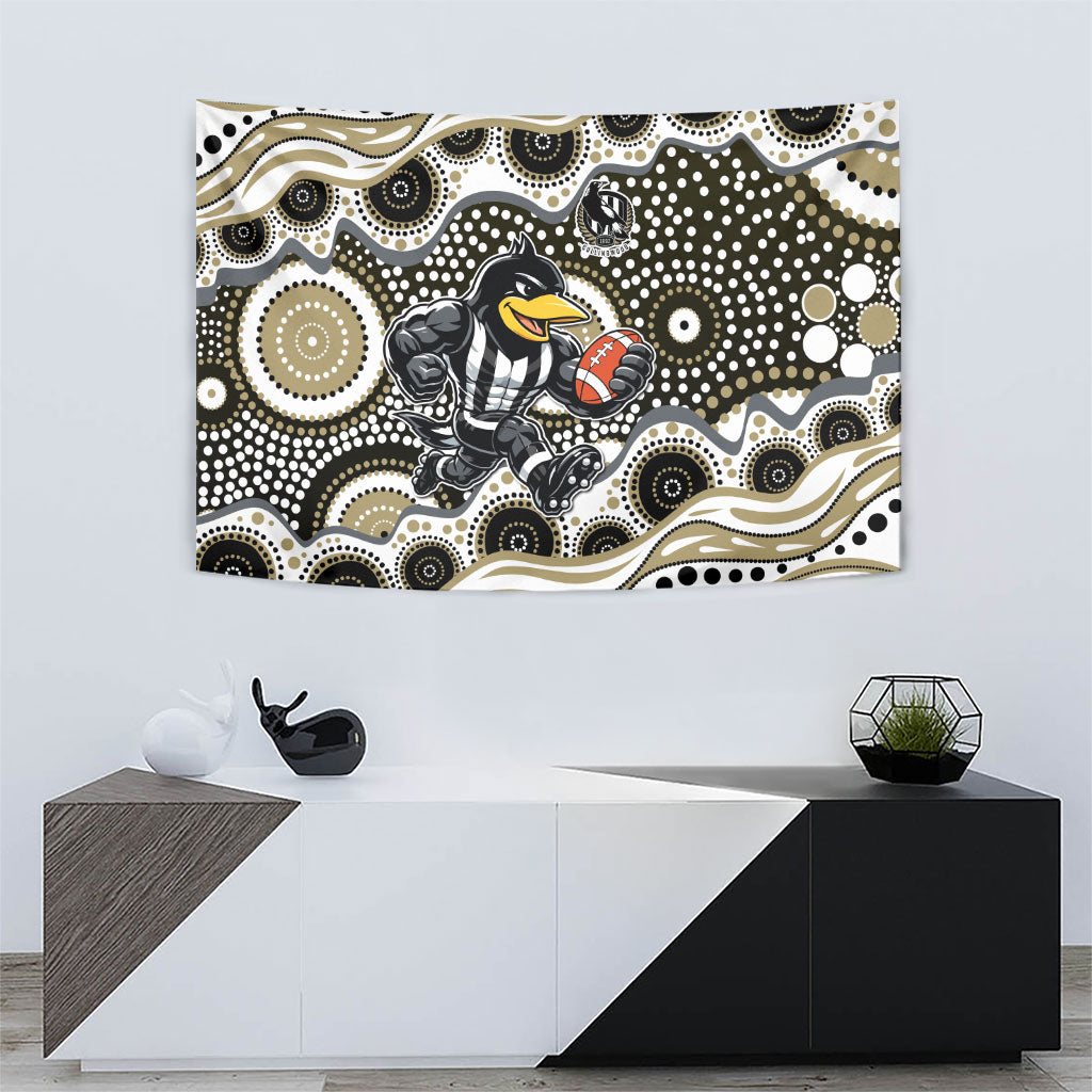 Collingwood Magpies Tapestry Aboriginal Dot Pattern - Football Mascot Heritage Pride