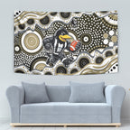 Collingwood Magpies Tapestry Aboriginal Dot Pattern - Football Mascot Heritage Pride