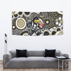 Collingwood Magpies Tapestry Aboriginal Dot Pattern - Football Mascot Heritage Pride