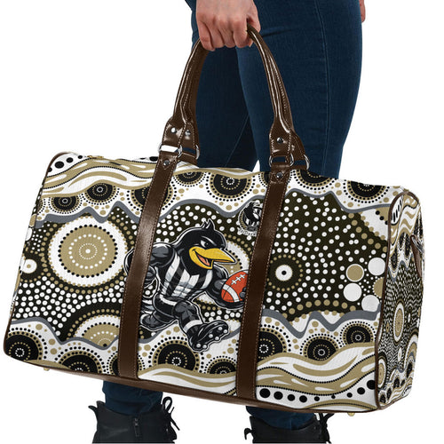 Collingwood Magpies Travel Bag Aboriginal Dot Pattern - Football Mascot Heritage Pride