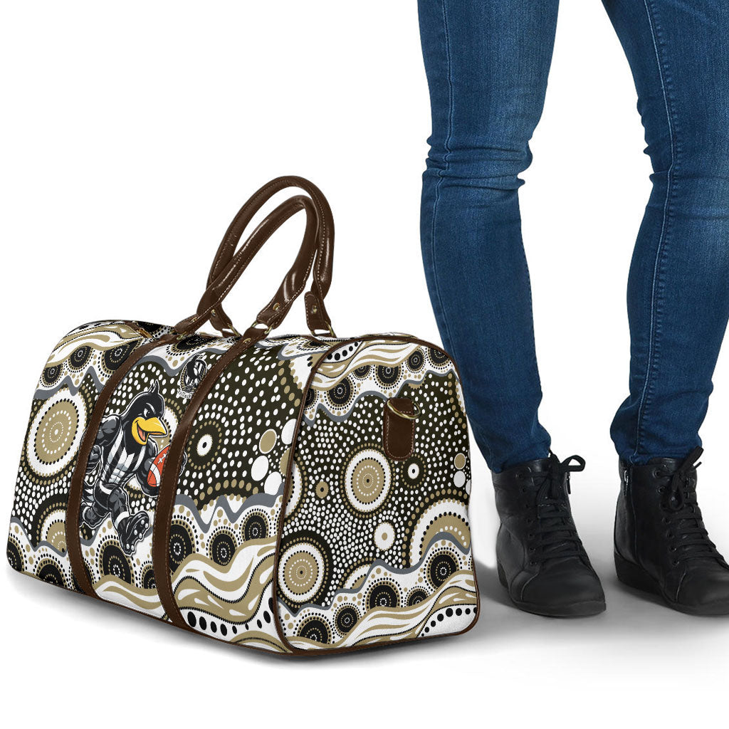 Collingwood Magpies Travel Bag Aboriginal Dot Pattern - Football Mascot Heritage Pride