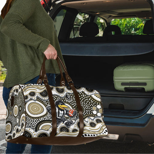 Collingwood Magpies Travel Bag Aboriginal Dot Pattern - Football Mascot Heritage Pride