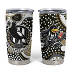 Collingwood Magpies Tumbler Cup Aboriginal Dot Pattern - Football Mascot Heritage Pride