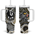 Collingwood Magpies Tumbler With Handle Aboriginal Dot Pattern - Football Mascot Heritage Pride