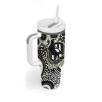 Collingwood Magpies Tumbler With Handle Aboriginal Dot Pattern - Football Mascot Heritage Pride