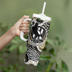 Collingwood Magpies Tumbler With Handle Aboriginal Dot Pattern - Football Mascot Heritage Pride