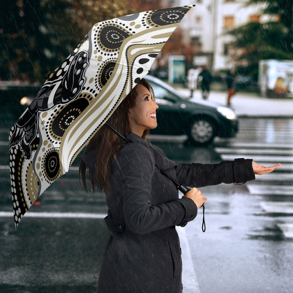 Collingwood Magpies Umbrella Aboriginal Dot Pattern - Football Mascot Heritage Pride