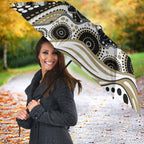 Collingwood Magpies Umbrella Aboriginal Dot Pattern - Football Mascot Heritage Pride