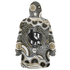 Collingwood Magpies Wearable Blanket Hoodie Aboriginal Dot Pattern - Football Mascot Heritage Pride