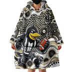 Collingwood Magpies Wearable Blanket Hoodie Aboriginal Dot Pattern - Football Mascot Heritage Pride