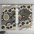 Collingwood Magpies Window Curtain Aboriginal Dot Pattern - Football Mascot Heritage Pride