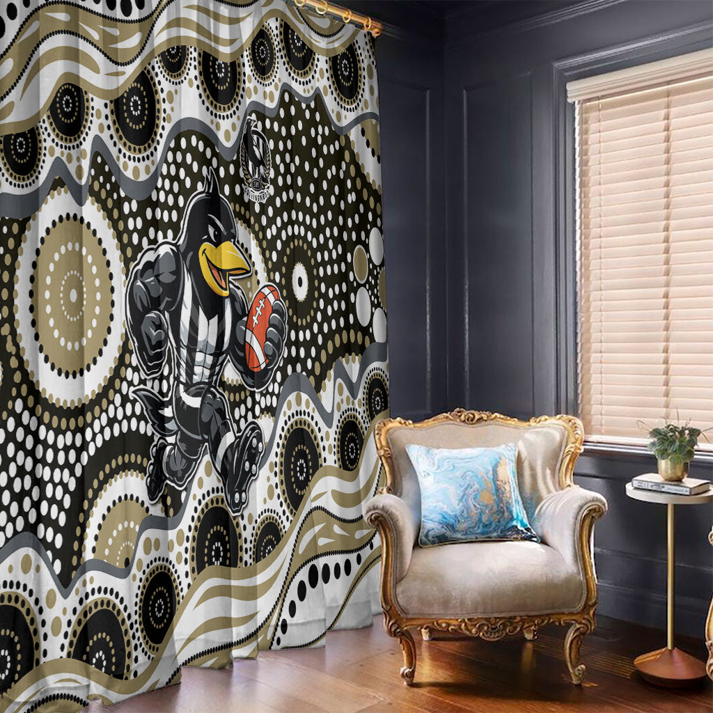 Collingwood Magpies Window Curtain Aboriginal Dot Pattern - Football Mascot Heritage Pride