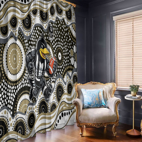 Collingwood Magpies Window Curtain Aboriginal Dot Pattern - Football Mascot Heritage Pride