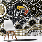 Collingwood Magpies Window Curtain Aboriginal Dot Pattern - Football Mascot Heritage Pride