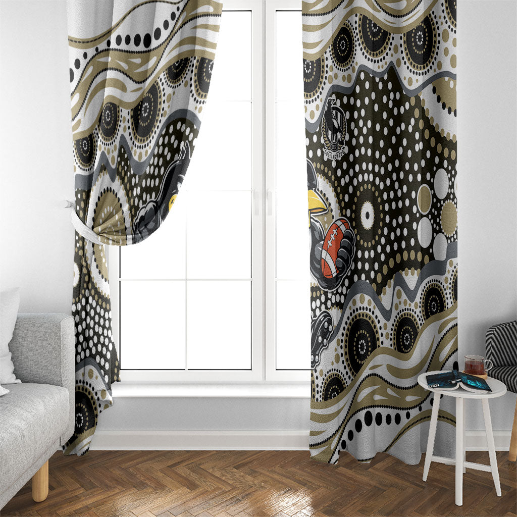 Collingwood Magpies Window Curtain Aboriginal Dot Pattern - Football Mascot Heritage Pride