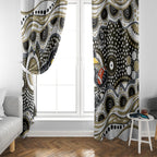 Collingwood Magpies Window Curtain Aboriginal Dot Pattern - Football Mascot Heritage Pride