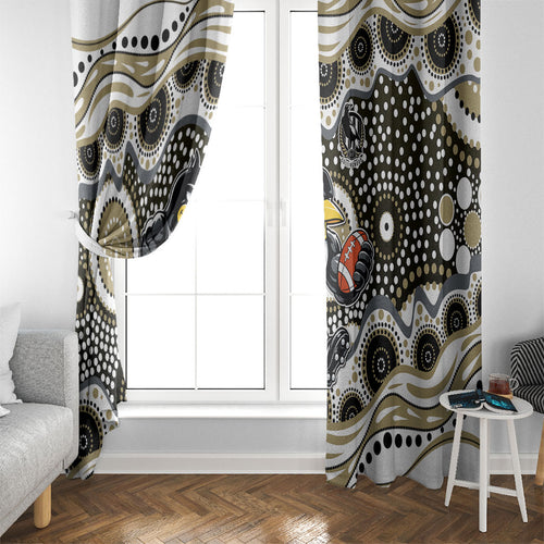 Collingwood Magpies Window Curtain Aboriginal Dot Pattern - Football Mascot Heritage Pride