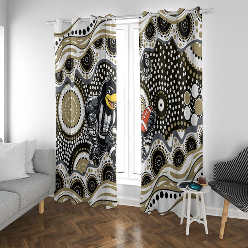 Collingwood Magpies Window Curtain Aboriginal Dot Pattern - Football Mascot Heritage Pride