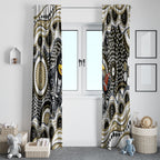 Collingwood Magpies Window Curtain Aboriginal Dot Pattern - Football Mascot Heritage Pride