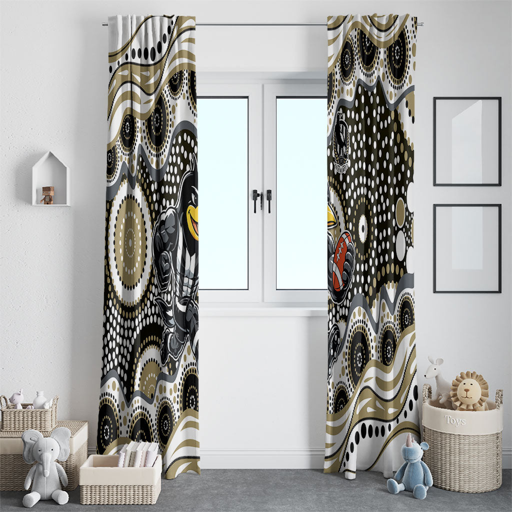 Collingwood Magpies Window Curtain Aboriginal Dot Pattern - Football Mascot Heritage Pride
