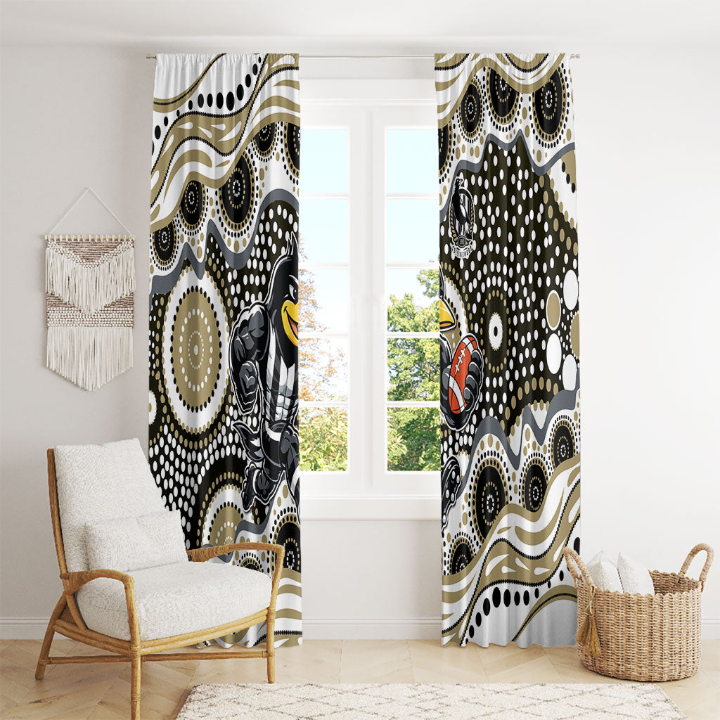 Collingwood Magpies Window Curtain Aboriginal Dot Pattern - Football Mascot Heritage Pride