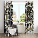 Collingwood Magpies Window Curtain Aboriginal Dot Pattern - Football Mascot Heritage Pride
