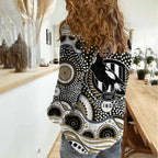 Collingwood Magpies Women Casual Shirt Aboriginal Dot Pattern - Football Mascot Heritage Pride