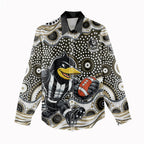 Collingwood Magpies Women Casual Shirt Aboriginal Dot Pattern - Football Mascot Heritage Pride