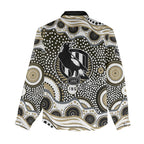 Collingwood Magpies Women Casual Shirt Aboriginal Dot Pattern - Football Mascot Heritage Pride