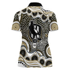 Collingwood Magpies Women Polo Shirt Aboriginal Dot Pattern - Football Mascot Heritage Pride