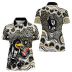 Collingwood Magpies Women Polo Shirt Aboriginal Dot Pattern - Football Mascot Heritage Pride