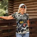 Collingwood Magpies Women Polo Shirt Aboriginal Dot Pattern - Football Mascot Heritage Pride