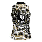 Collingwood Magpies Women Sleeveless Polo Shirt Aboriginal Dot Pattern - Football Mascot Heritage Pride