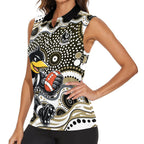 Collingwood Magpies Women Sleeveless Polo Shirt Aboriginal Dot Pattern - Football Mascot Heritage Pride